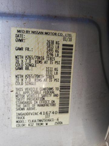 Photo 10 from auction – 2010 NISSAN FRONTIER C with VIN 1N6AD0FV2AC416740