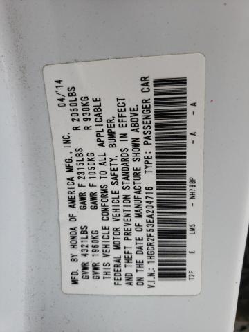 Photo 10 from auction – 2014 HONDA ACCORD SPO with VIN 1HGCR2F53EA204716