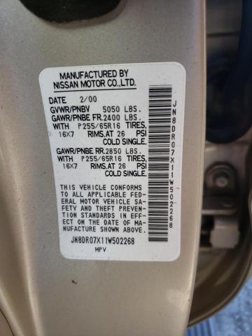 Photo 10 from auction – 2001 NISSAN PATHFINDER with VIN JN8DR07X11W502268