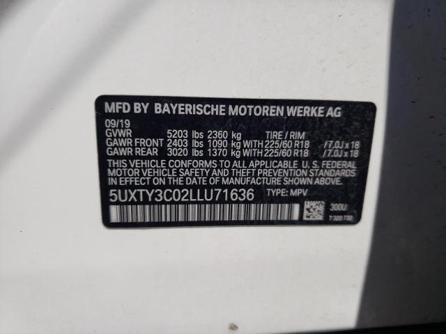 Photo 10 from auction – 2020 BMW X3 SDRIVE3 with VIN 5UXTY3C02LLU71636