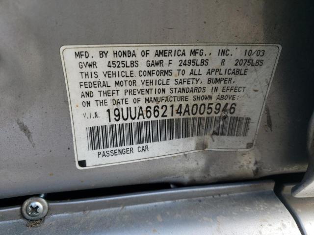 Photo 10 from auction – 2004 ACURA TL with VIN 19UUA66214A005946