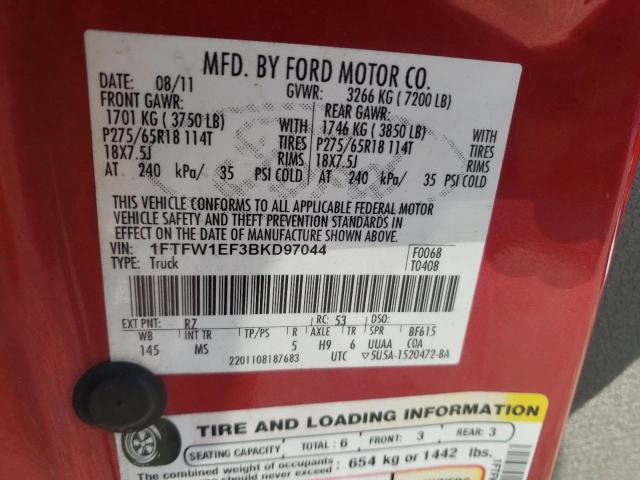 Photo 10 from auction – 2011 FORD F150 SUPER with VIN 1FTFW1EF3BKD97044