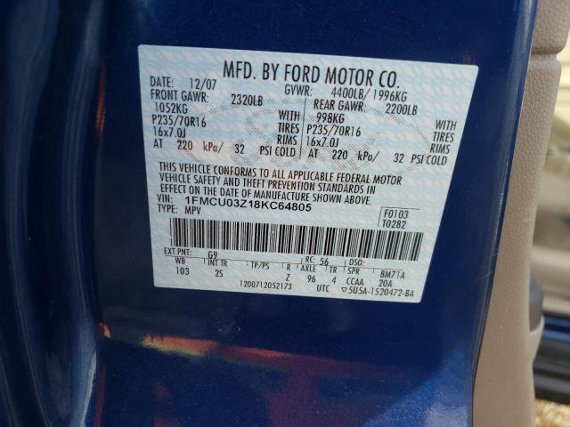 Photo 10 from auction – 2008 FORD ESCAPE XLT with VIN 1FMCU03Z18KC64805