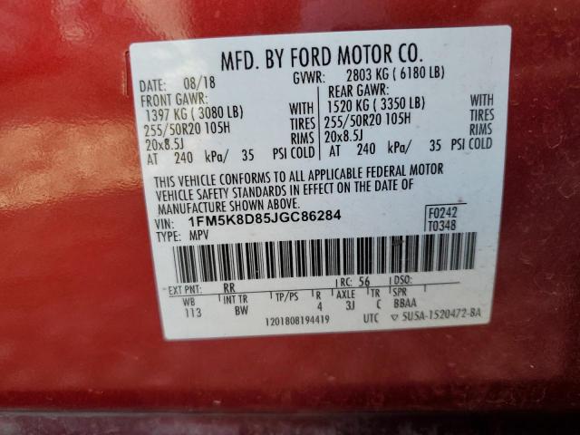 Photo 10 from auction – 2018 FORD EXPLORER X with VIN 1FM5K8D85JGC86284