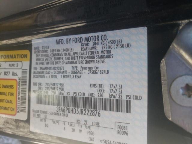 Photo 10 from auction – 2018 FORD FUSION SE with VIN 3FA6P0HD5JR222876