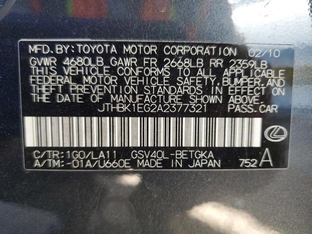 Photo 10 from auction – 2010 LEXUS ES 350 with VIN JTHBK1EG2A2377321