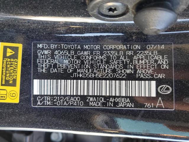 Photo 10 from auction – 2014 LEXUS CT 200 with VIN JTHKD5BH5E2207622