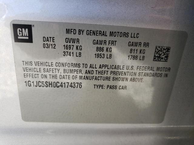 Photo 10 from auction – 2012 CHEVROLET SONIC LT with VIN 1G1JC5SH0C4174376