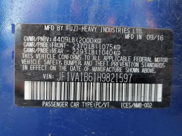 Photo 10 from auction – 2017 SUBARU WRX with VIN JF1VA1B61H9821597