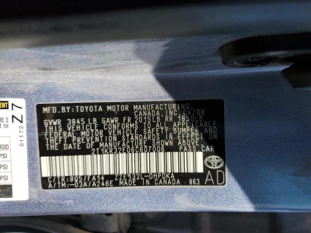 Photo 10 from auction – 2006 TOYOTA COROLLA MA with VIN 2T1KR32E06C607006