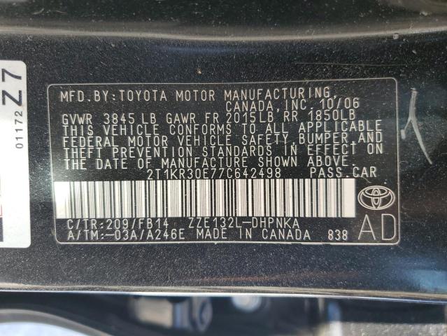 Photo 10 from auction – 2007 TOYOTA COROLLA MA with VIN 2T1KR30E77C642498