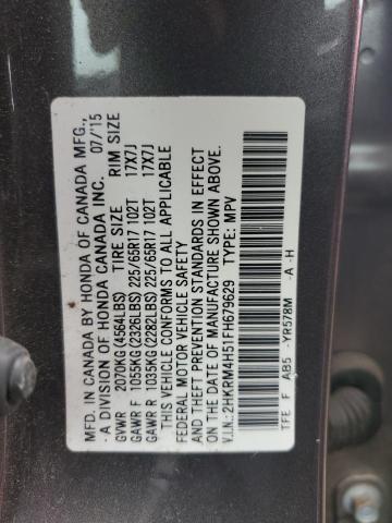 Photo 10 from auction – 2015 HONDA CR-V EX with VIN 2HKRM4H51FH679629
