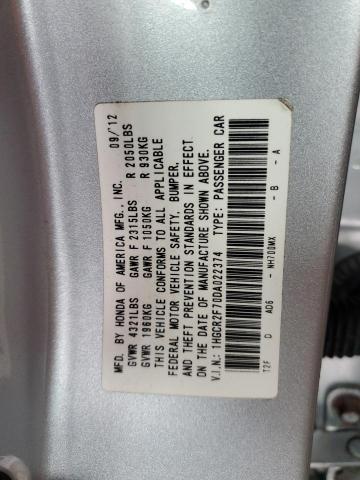 Photo 10 from auction – 2013 HONDA ACCORD EX with VIN 1HGCR2F70DA022374