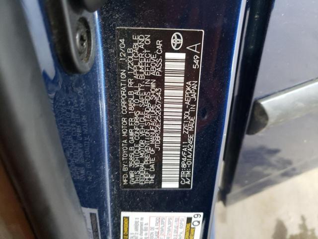 Photo 10 from auction – 2005 TOYOTA COROLLA CE with VIN JTDBR32E252067543
