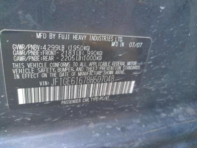 Photo 10 from auction – 2008 SUBARU IMPREZA 2. with VIN JF1GE61678H507048