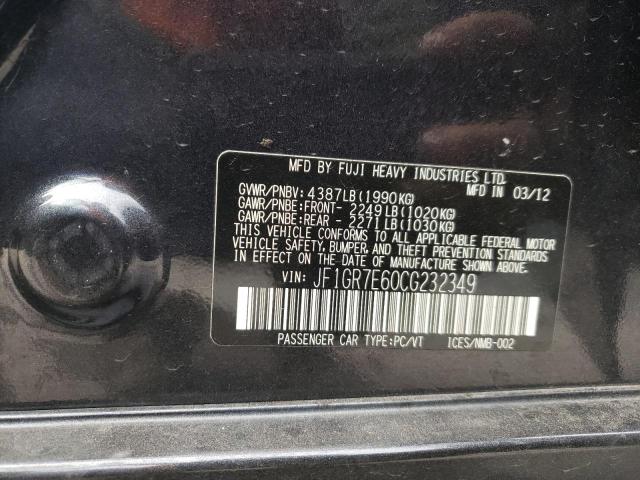 Photo 10 from auction – 2012 SUBARU IMPREZA WR with VIN JF1GR7E60CG232349