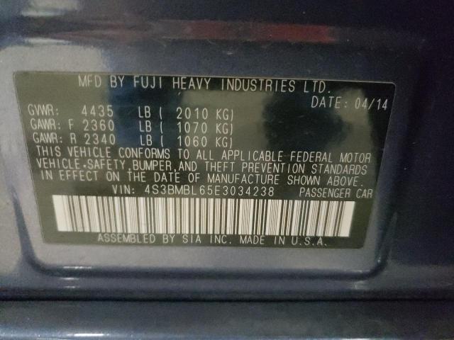 Photo 10 from auction – 2014 SUBARU LEGACY 2.5 with VIN 4S3BMBL65E3034238
