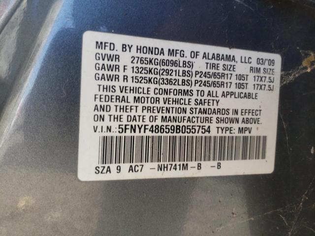 Photo 10 from auction – 2009 HONDA PILOT EXL with VIN 5FNYF48659B055754