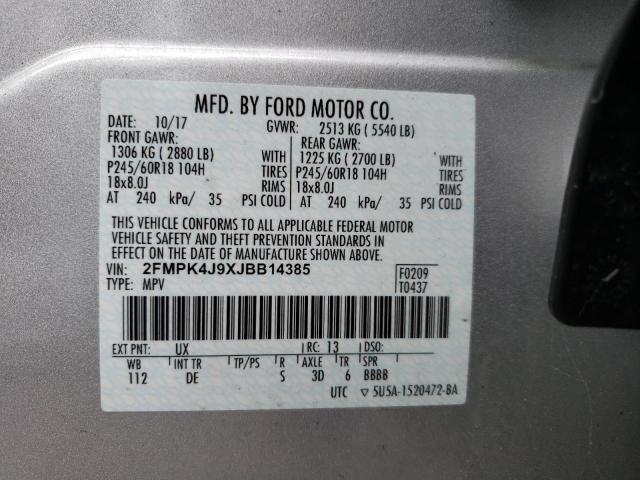 Photo 10 from auction – 2018 FORD EDGE SEL with VIN 2FMPK4J9XJBB14385