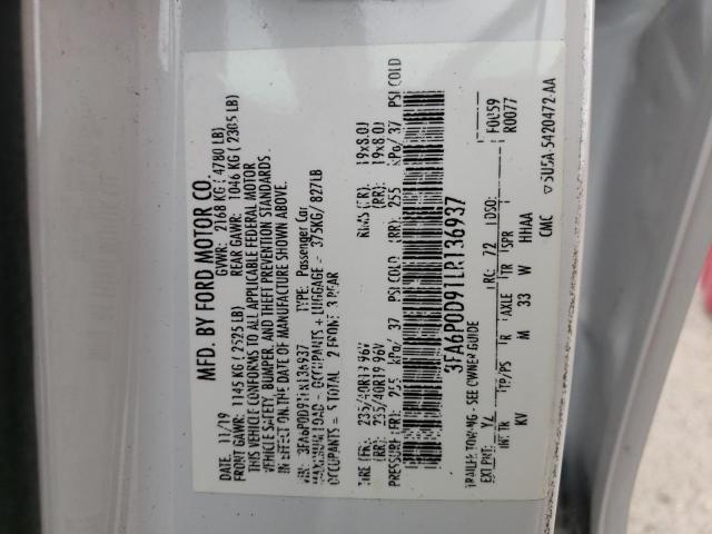 Photo 10 from auction – 2020 FORD FUSION TIT with VIN 3FA6P0D91LR136937