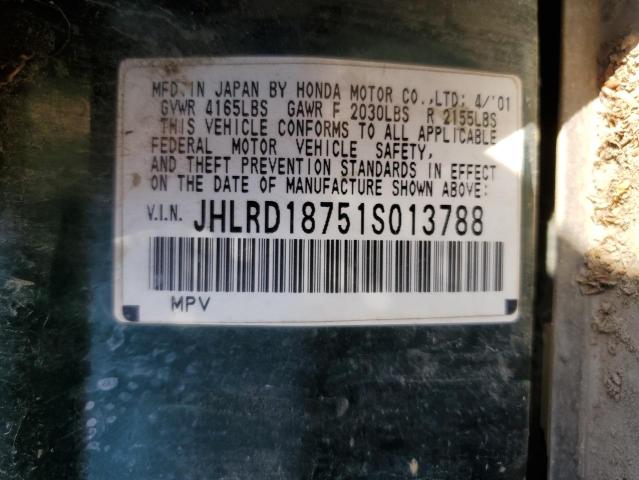 Photo 10 from auction – 2001 HONDA CR-V SE with VIN JHLRD18751S013788
