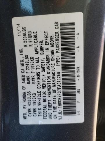 Photo 10 from auction – 2015 HONDA ACCORD LX with VIN 1HGCR2F37FA070258