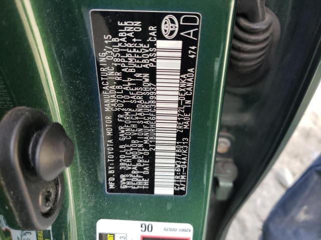 Photo 10 from auction – 2015 TOYOTA COROLLA L with VIN 2T1BURHE6FC389937