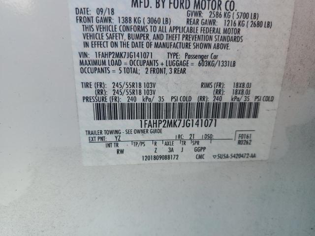 Photo 10 from auction – 2018 FORD TAURUS POL with VIN 1FAHP2MK7JG141071