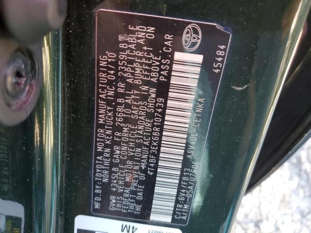 Photo 10 from auction – 2011 TOYOTA CAMRY BASE with VIN 4T4BF3EK6BR107439