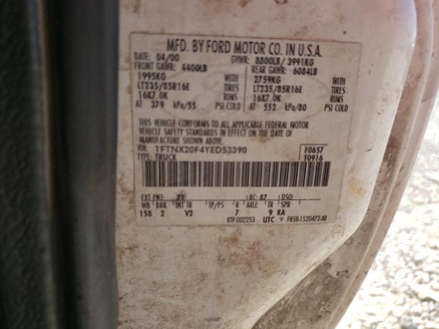 Photo 10 from auction – 2000 FORD F250 SUPER with VIN 1FTNX20F4YED53390