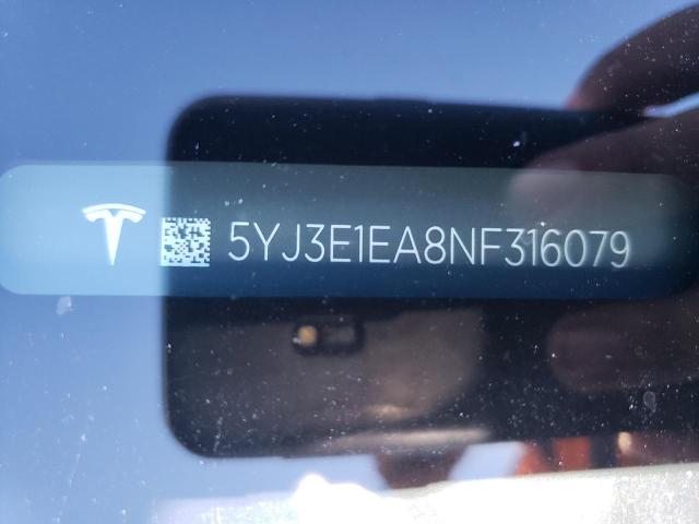 Photo 10 from auction – 2022 TESLA MODEL 3 with VIN 5YJ3E1EA8NF316079