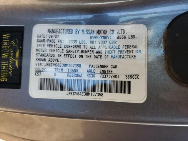 Photo 10 from auction – 2008 INFINITI G37 BASE with VIN JNKCV64E38M107358
