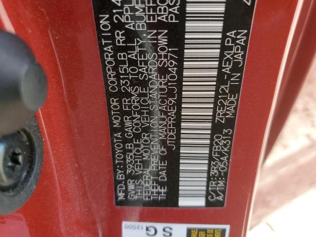 Photo 10 from auction – 2020 TOYOTA COROLLA LE with VIN JTDEPRAE9LJ104971