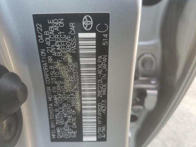 Photo 10 from auction – 2022 TOYOTA COROLLA LE with VIN JTDEPMAE3NJ223735
