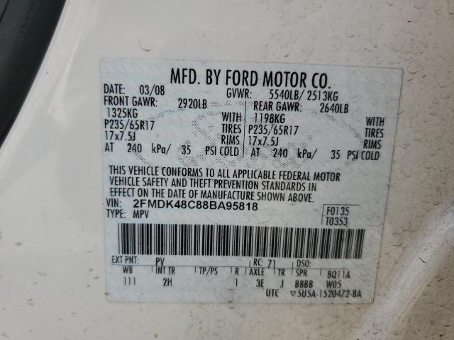 Photo 10 from auction – 2008 FORD EDGE SEL with VIN 2FMDK48C88BA95818