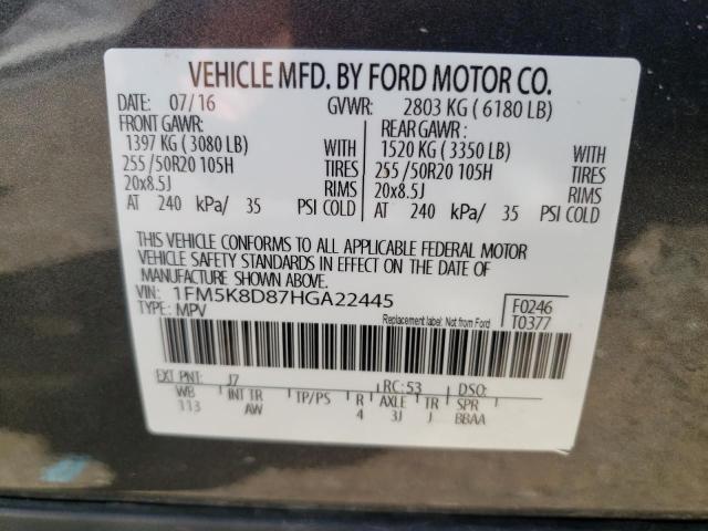Photo 10 from auction – 2017 FORD EXPLORER X with VIN 1FM5K8D87HGA22445