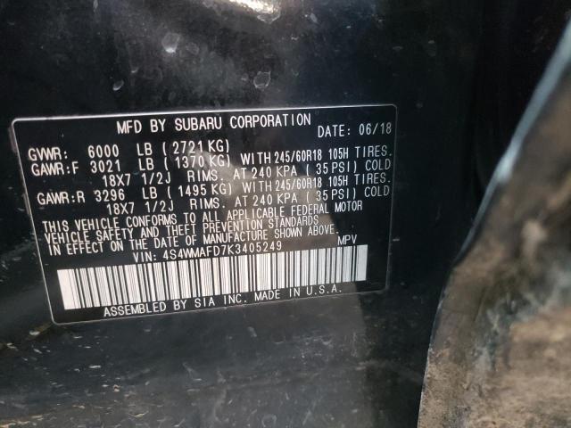 Photo 10 from auction – 2019 SUBARU ASCENT PRE with VIN 4S4WMAFD7K3405249