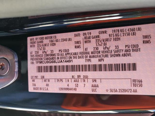 Photo 10 from auction – 2020 FORD ESCAPE SE with VIN 1FMCU0G68LUA14491