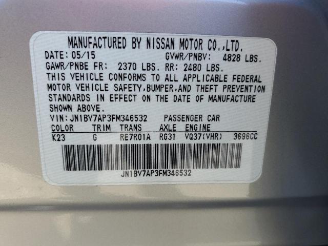 Photo 10 from auction – 2015 INFINITI Q50 BASE with VIN JN1BV7AP3FM346532