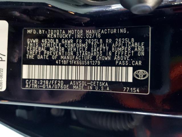 Photo 10 from auction – 2016 TOYOTA CAMRY LE with VIN 4T1BF1FK6GU581279