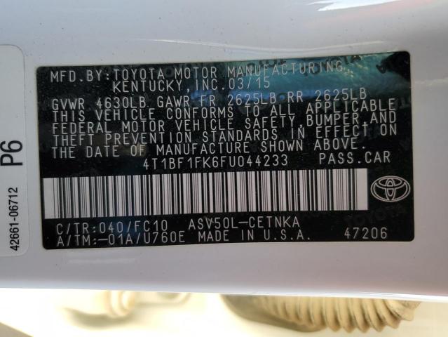 Photo 10 from auction – 2015 TOYOTA CAMRY LE with VIN 4T1BF1FK6FU044233