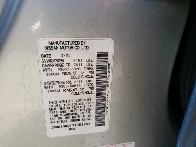 Photo 10 from auction – 2003 INFINITI FX35 with VIN JNRAS08U13X001952