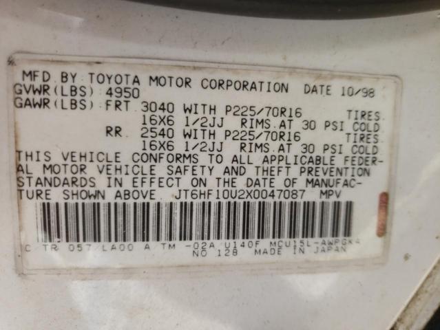 Photo 10 from auction – 1999 LEXUS RX 300 with VIN JT6HF10U2X0047087
