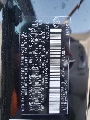 Photo 10 from auction – 2009 TOYOTA CAMRY BASE with VIN 4T4BE46K99R049098