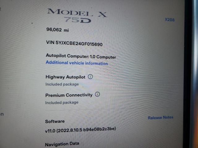 Photo 8 from auction – 2016 TESLA MODEL X with VIN 5YJXCBE24GF015690