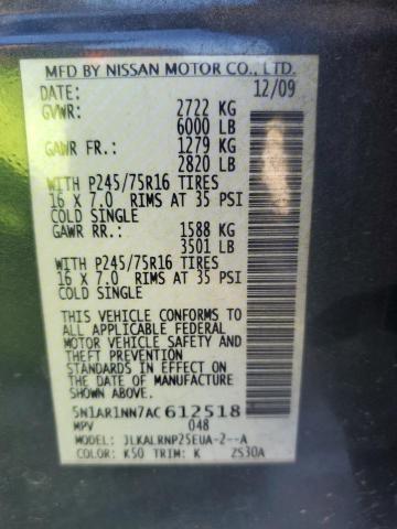 Photo 10 from auction – 2010 NISSAN PATHFINDER with VIN 5N1AR1NN7AC612518