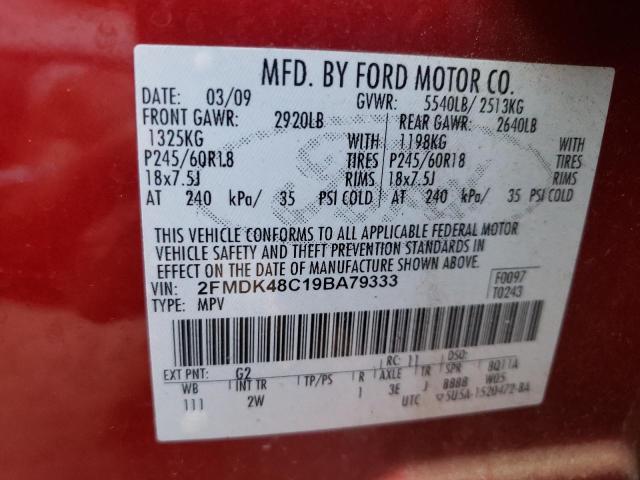 Photo 10 from auction – 2009 FORD EDGE SEL with VIN 2FMDK48C19BA79333