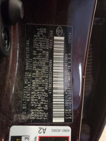 Photo 10 from auction – 2012 TOYOTA AVALON BAS with VIN 4T1BK3DB5CU449084