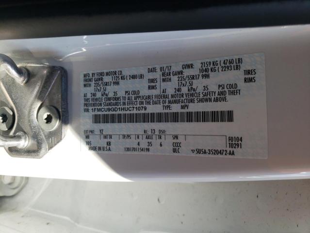 Photo 10 from auction – 2017 FORD ESCAPE SE with VIN 1FMCU9GD1HUC71079