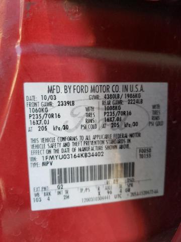 Photo 10 from auction – 2004 FORD ESCAPE XLT with VIN 1FMYU03164KB34402